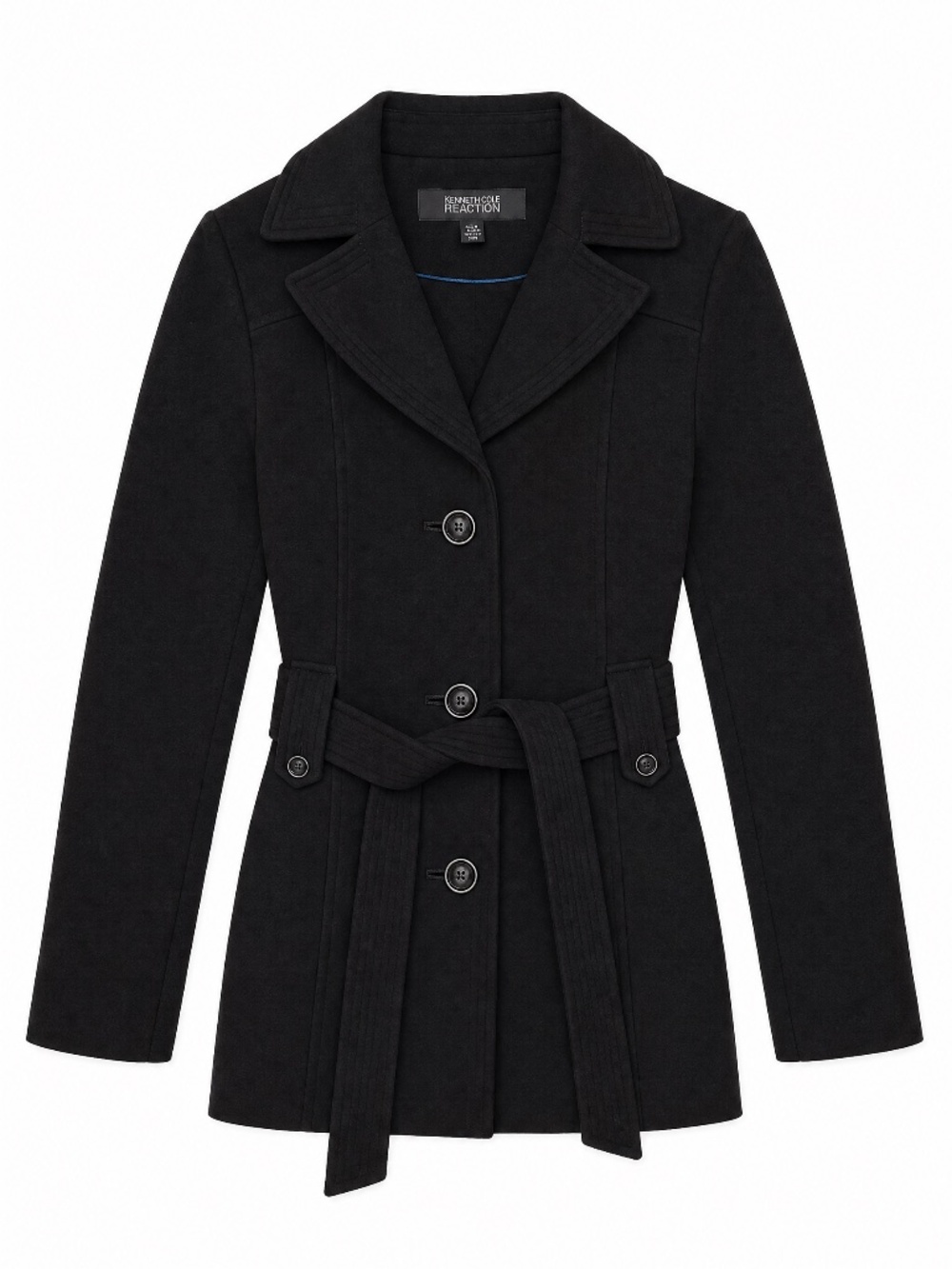 Kenneth Cole Reaction Women's Black Belted Coat Size M